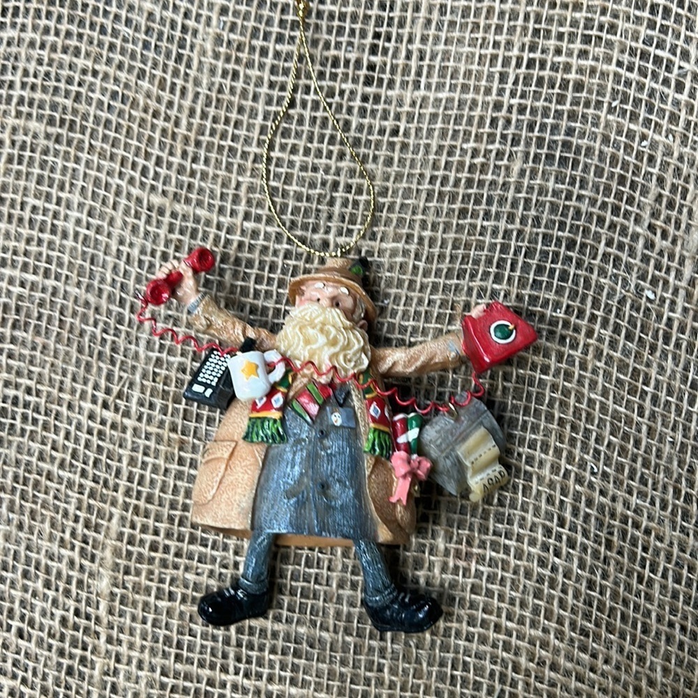 Busy office Santa ornament